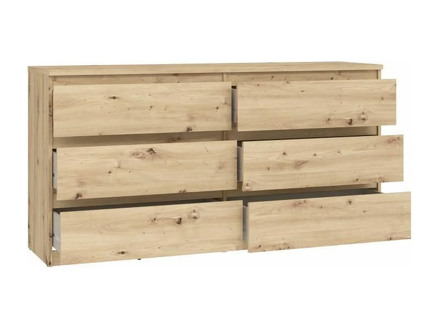 CHELSEA ladekast met 6 laden - 154 cm x 42,2 x 79,9 cm - ambachtelijk eikenhout