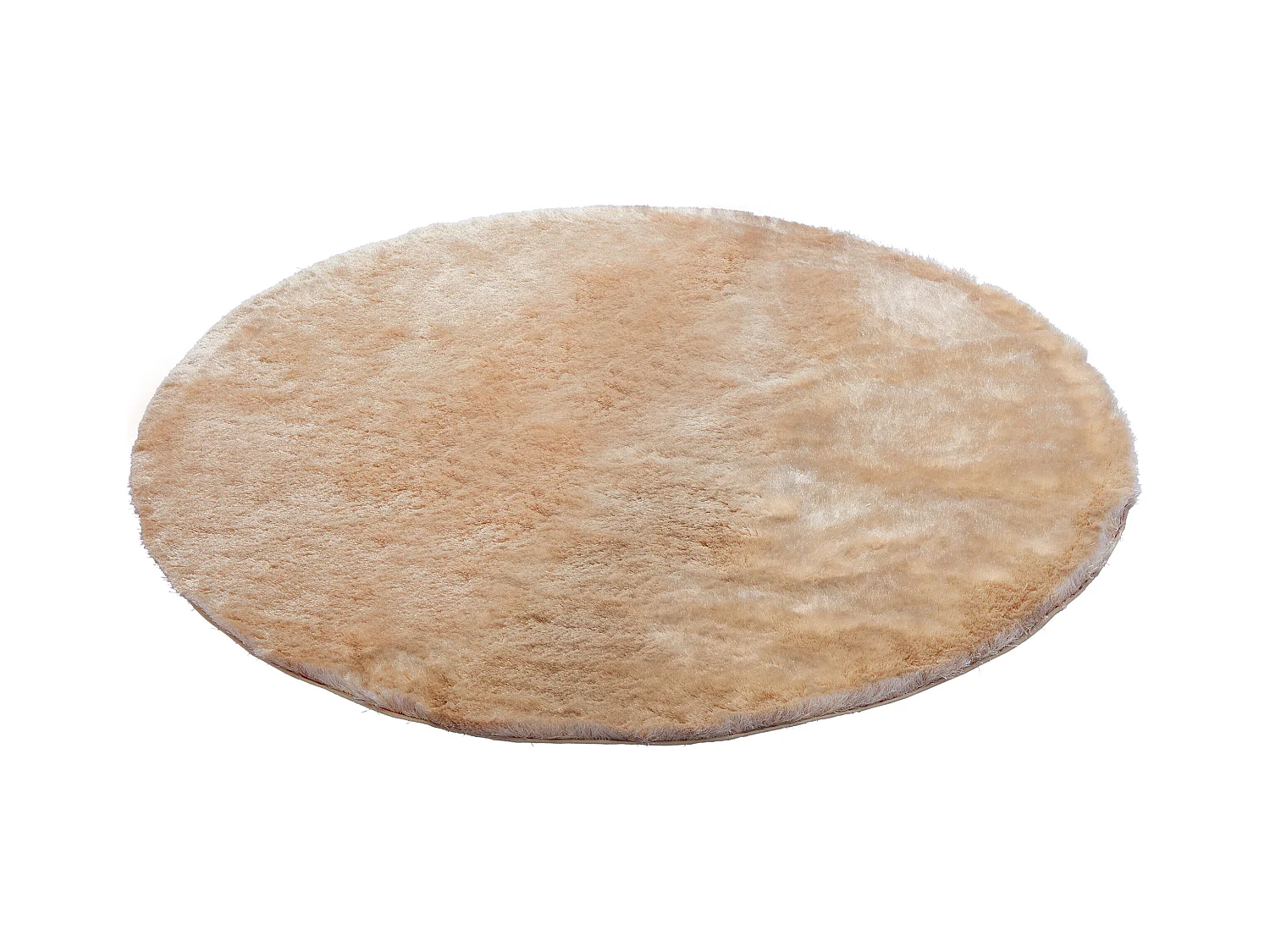 Tapete shaggy redondo de pelo comprido ultramacio - D. 200 cm - Bege escuro - DOLCE