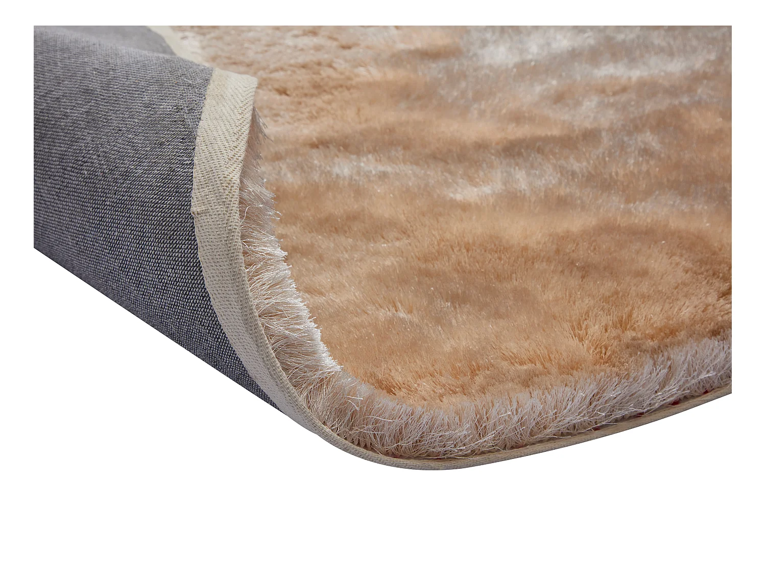 Tapete shaggy redondo de pelo comprido ultramacio - D. 200 cm - Bege escuro - DOLCE