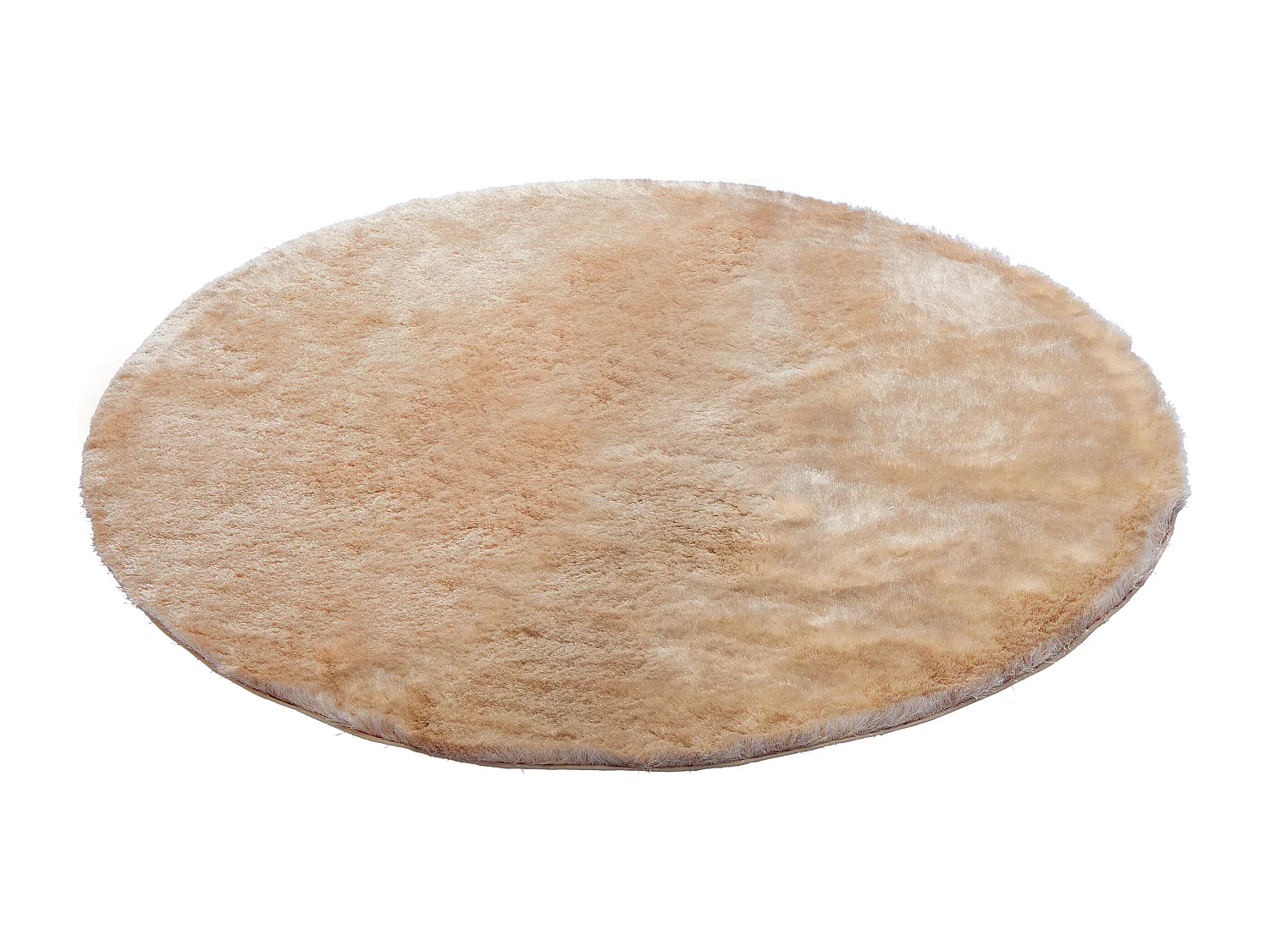 Tapis shaggy rond à poils longs ultra doux - D. 200 cm - Beige foncé - DOLCE