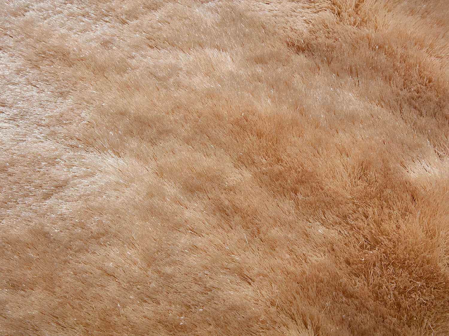 Tapis shaggy rond à poils longs ultra doux - D. 200 cm - Beige foncé - DOLCE