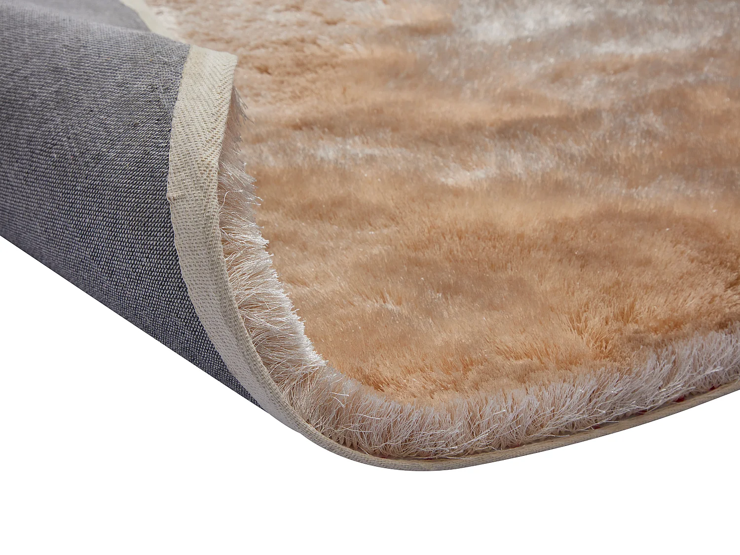 Tapis shaggy rond à poils longs ultra doux - D. 200 cm - Beige foncé - DOLCE