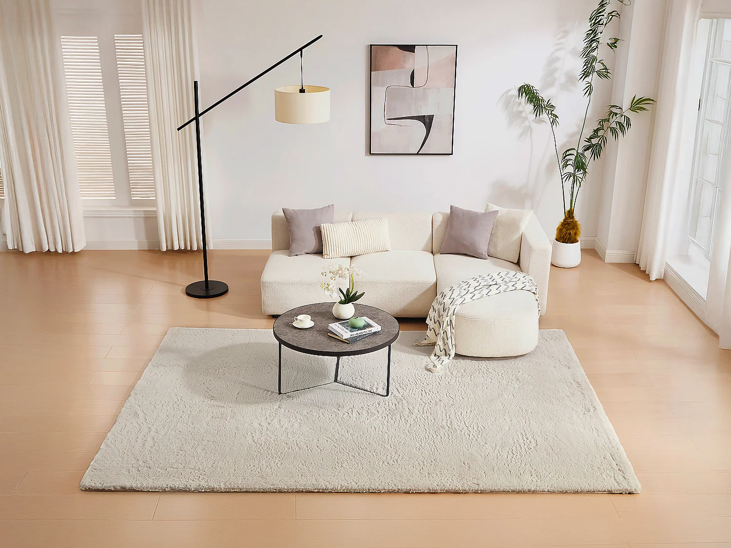 Alfombra shaggy de pelo largo efecto pelo - 200 x 290 cm - Beige - BUNNY