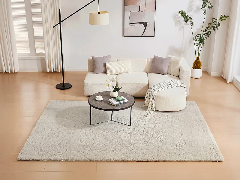 Hoogpolig shaggy tapijt met bontefect - 200 x 290 cm - Beige - BUNNY