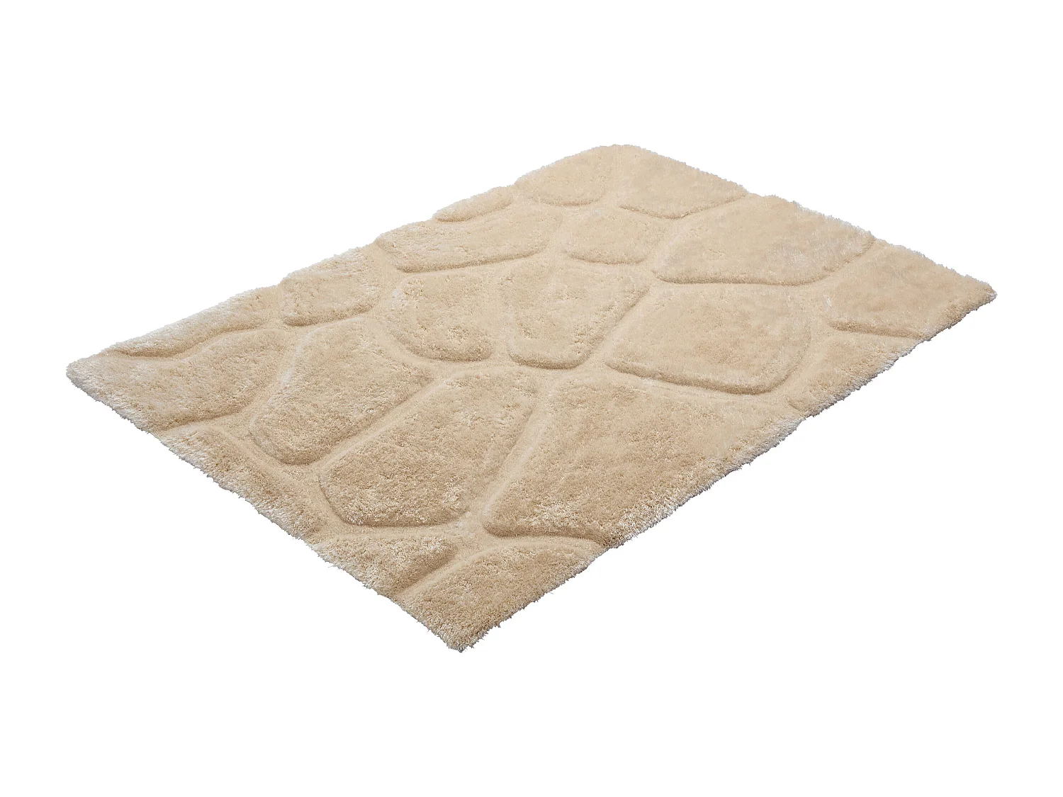 Tapis shaggy à poils longs en relief - 160 x 230 cm - Beige  foncé - PIETRA