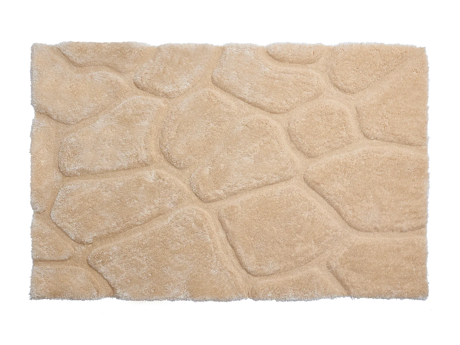 Tapete shaggy de pelo comprido em relevo - 200 x 290 cm - Bege escuro - PIETRA