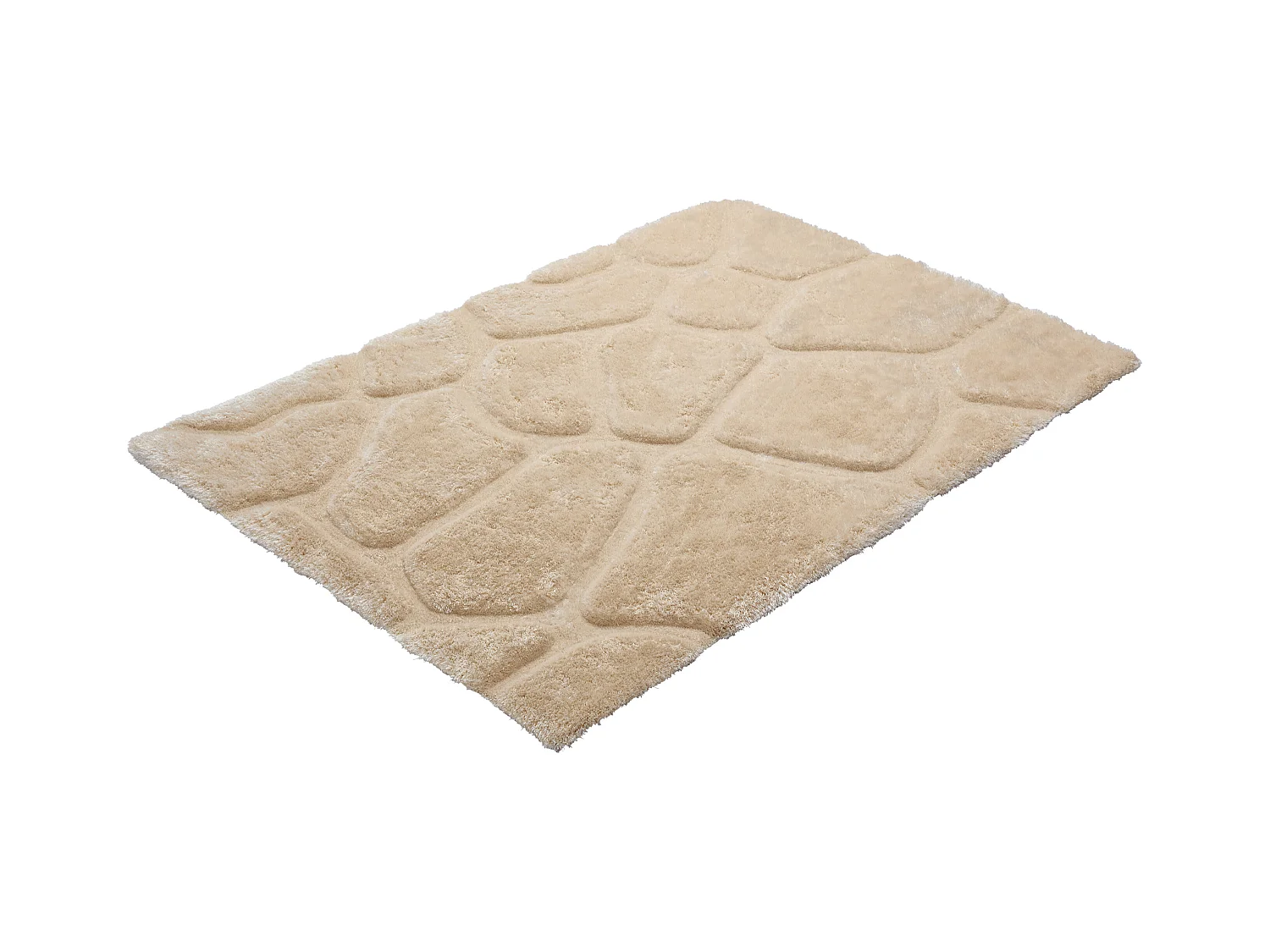 Alfombra shaggy de pelo largo con relieve - 200 x 290 cm - Beige oscuro - PIETRA