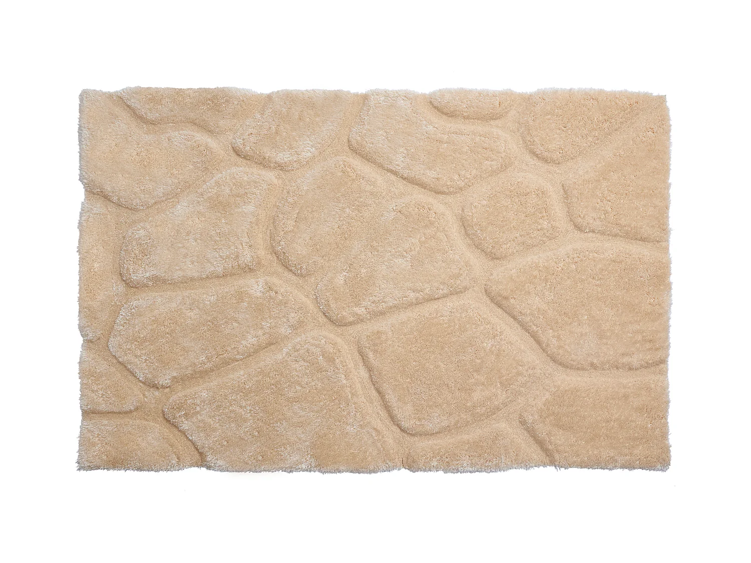 Alfombra shaggy de pelo largo con relieve - 200 x 290 cm - Beige oscuro - PIETRA