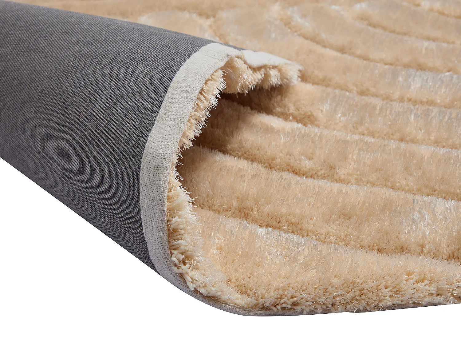 Tapis shaggy à poils longs en relief - 160 x 230 cm - Beige foncé - MERISA