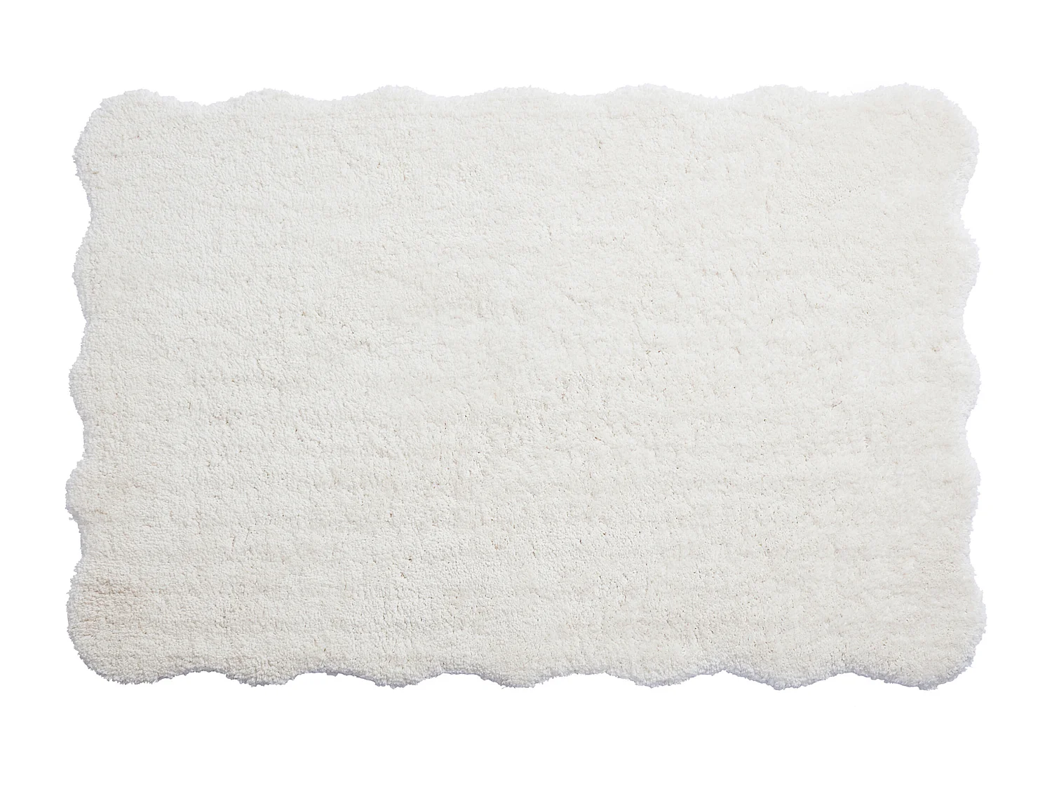 Tapis shaggy à poils longs bords ondulés - 160 x 230 cm - Blanc - NERIDA