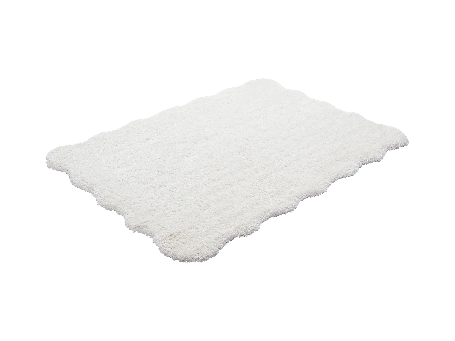 Alfombra shaggy de pelo largo con bordes ondulados - 200 x 290 cm - Blanco - NERIDA