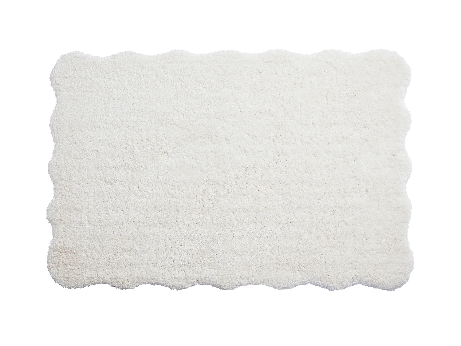 Alfombra shaggy de pelo largo con bordes ondulados - 200 x 290 cm - Blanco - NERIDA