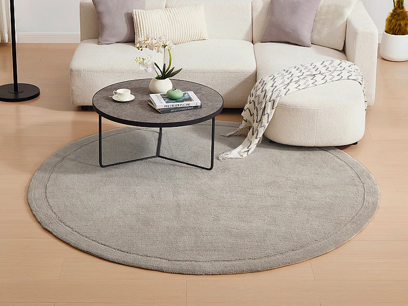 Runder Teppich mit mittellangem Flor - 200 x 200 cm - Taupe - VELINA