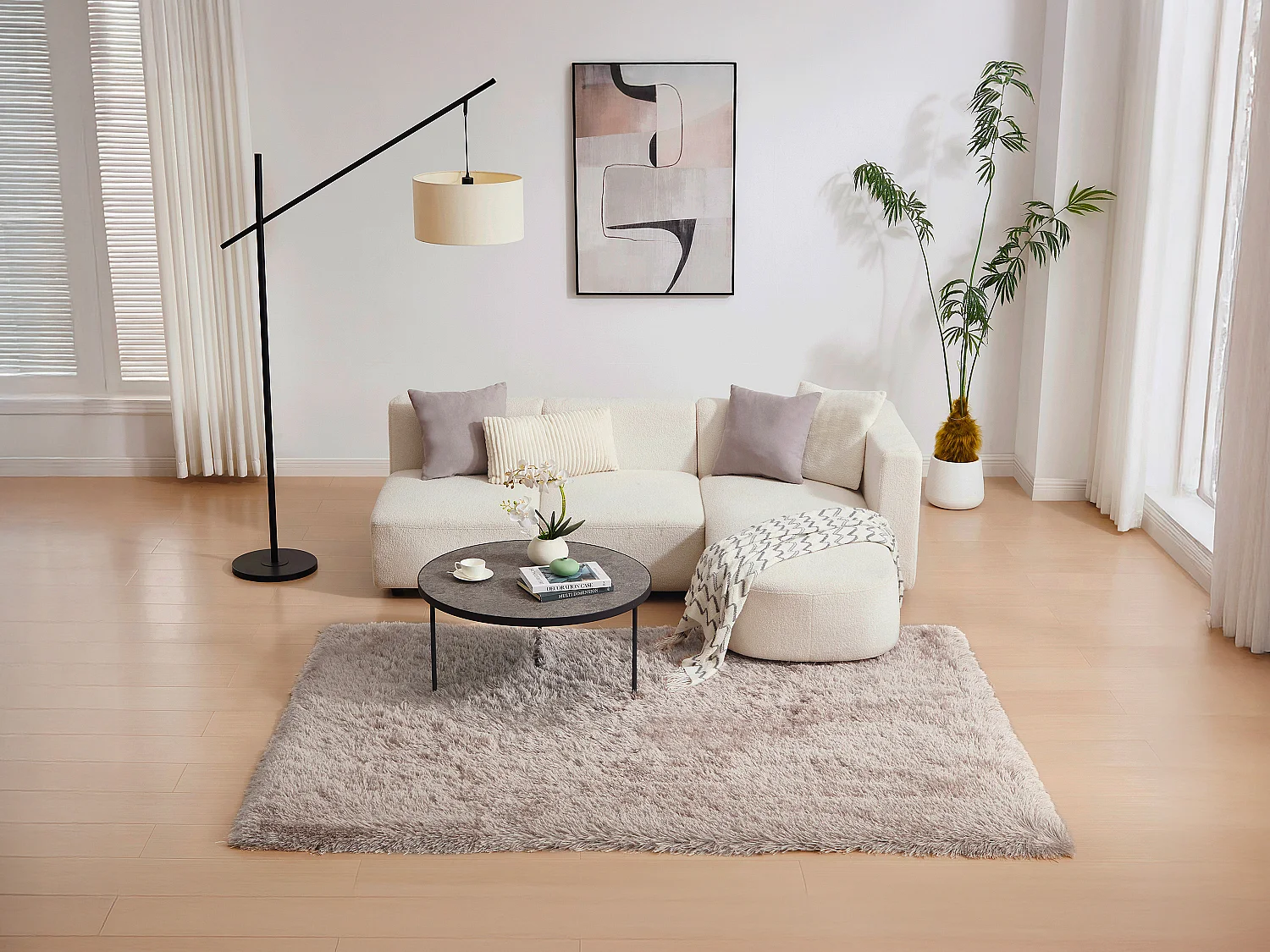 Tapis shaggy à poils longs - 160 x 230 cm - Taupe - ARDELA