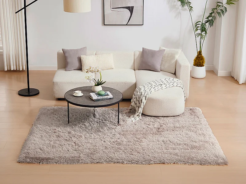 Tapis shaggy à poils longs -200 x 290 cm - Taupe - ARDELA