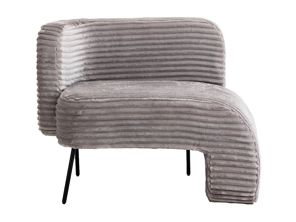 Méridienne en velours côtelé gris Soléa