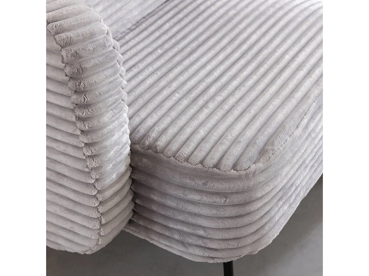 Méridienne en velours côtelé gris Soléa