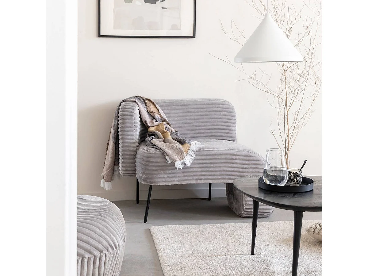 Meridienne en canalé blanco terciopelo Soléa