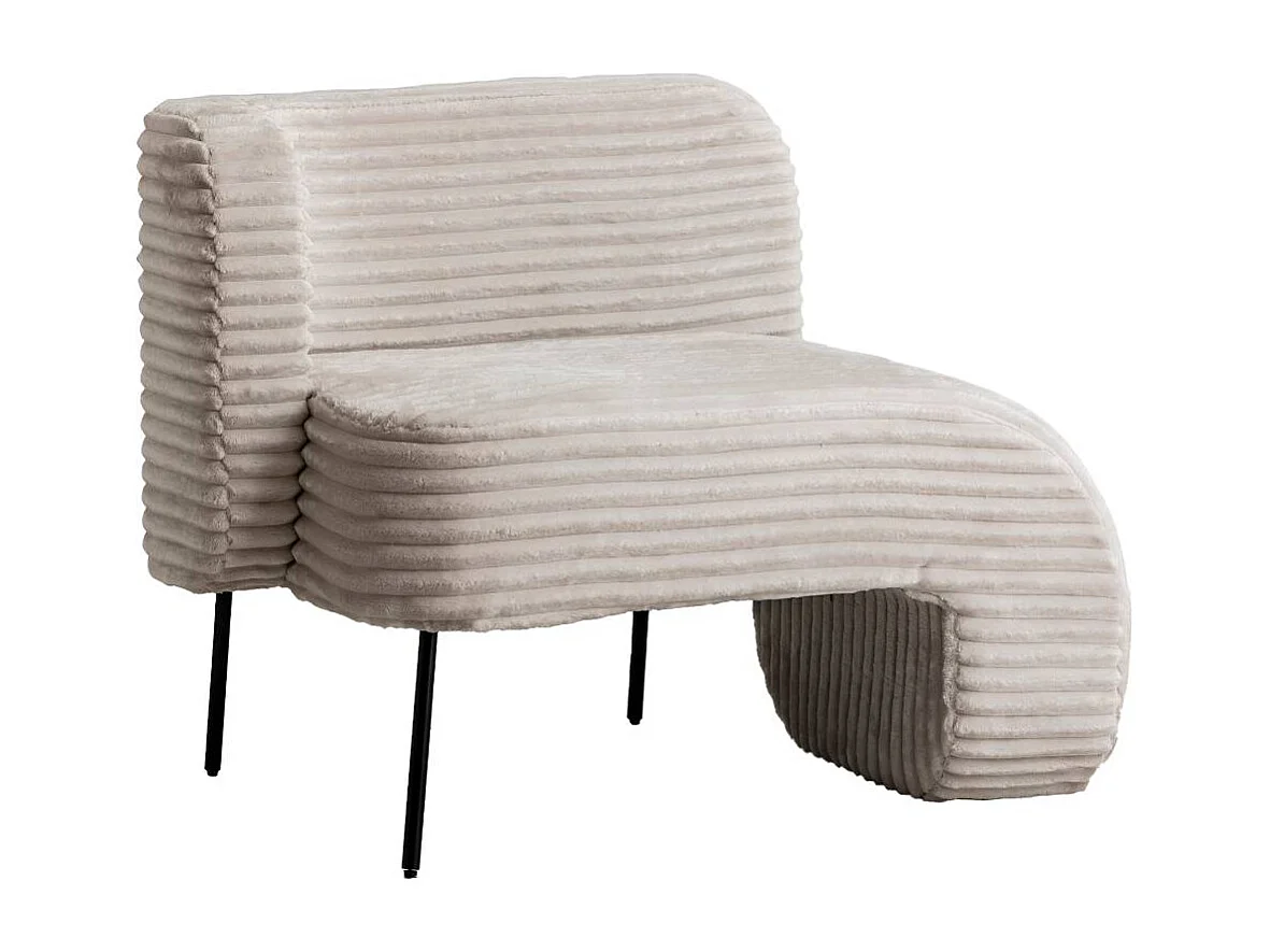 Méridienne en velours côtelé blanc Soléa