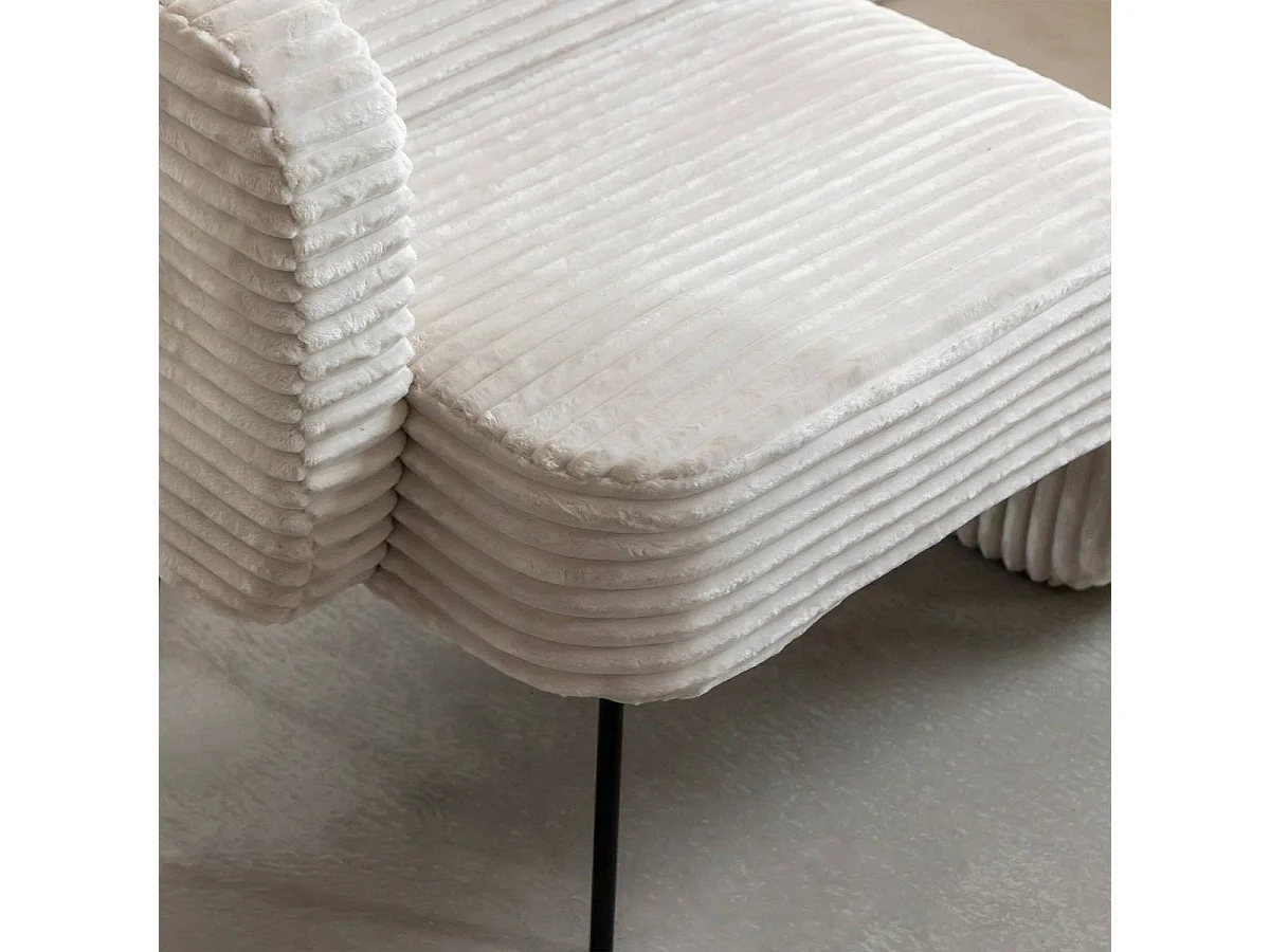 Méridienne en velours côtelé blanc Soléa