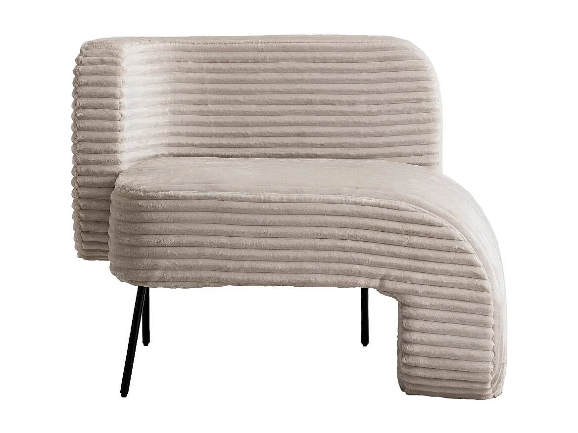 Méridienne en velours côtelé blanc Soléa