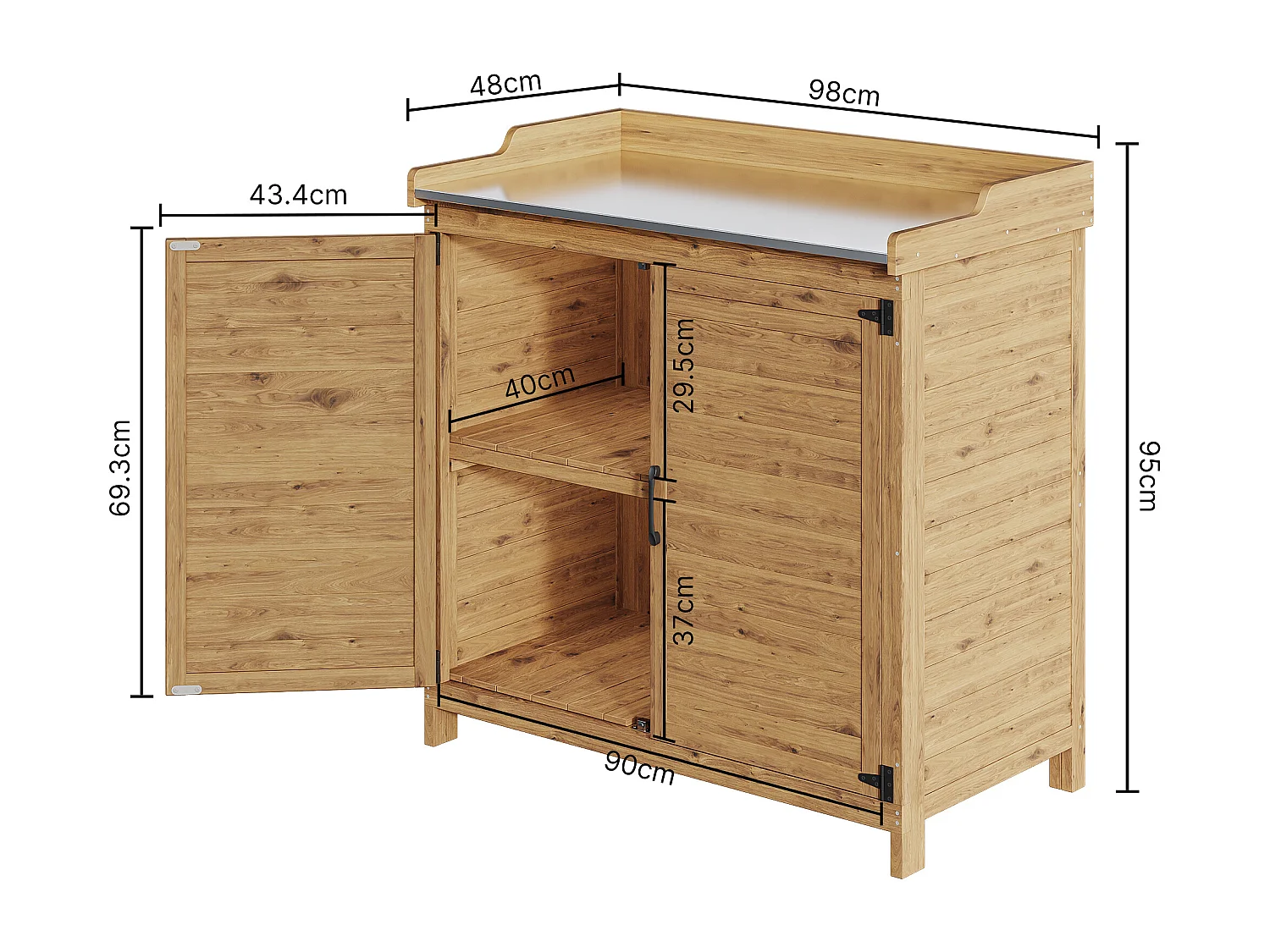 Bealife Armoire de Jardin et Table de Jardinage 98 x 48 x 95 cm –Couleur Bois Naturel