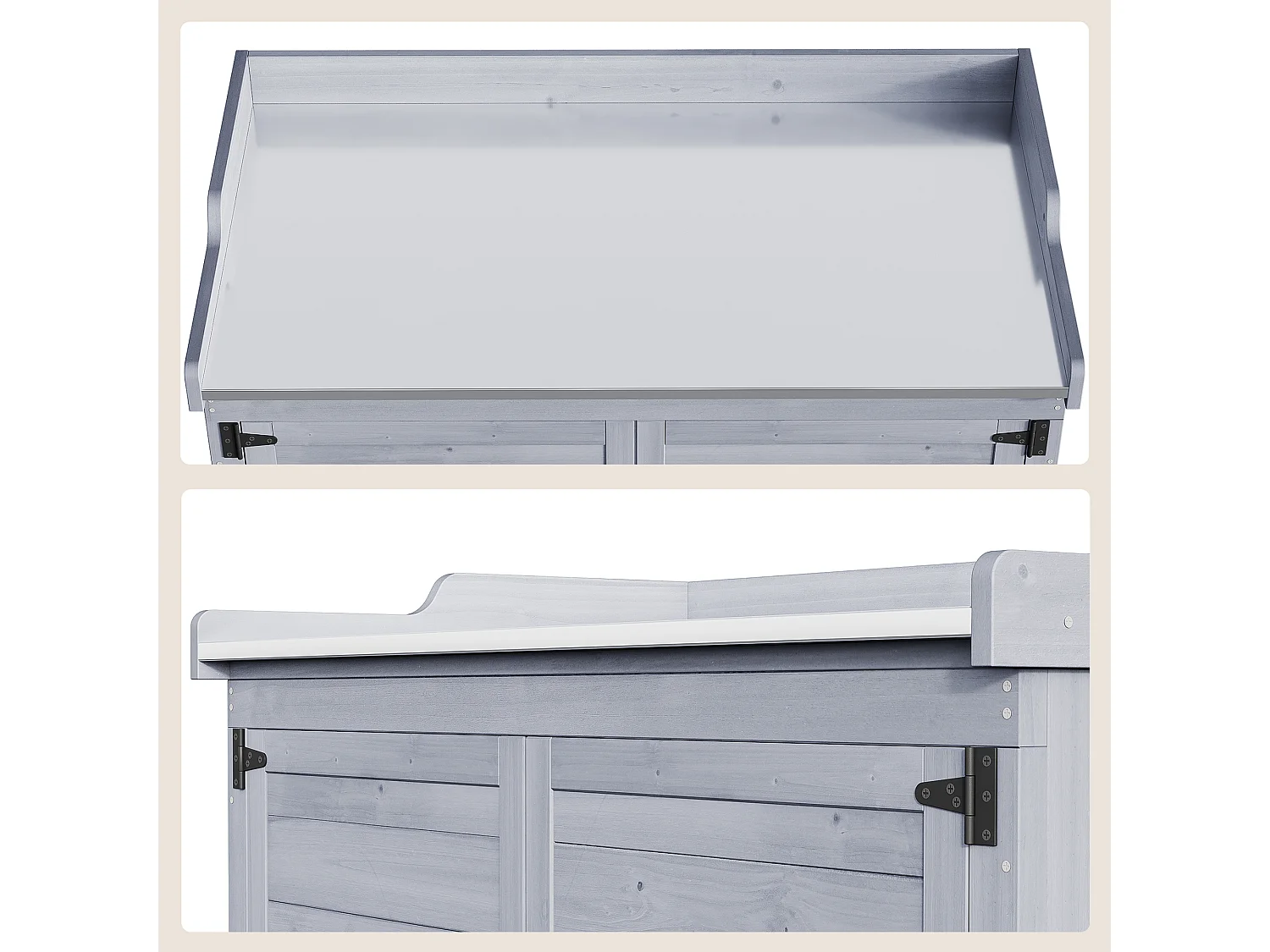 Bealife Armoire de Jardin et Table de Jardinage 98 x 48 x 95 cm – Couleur Gris