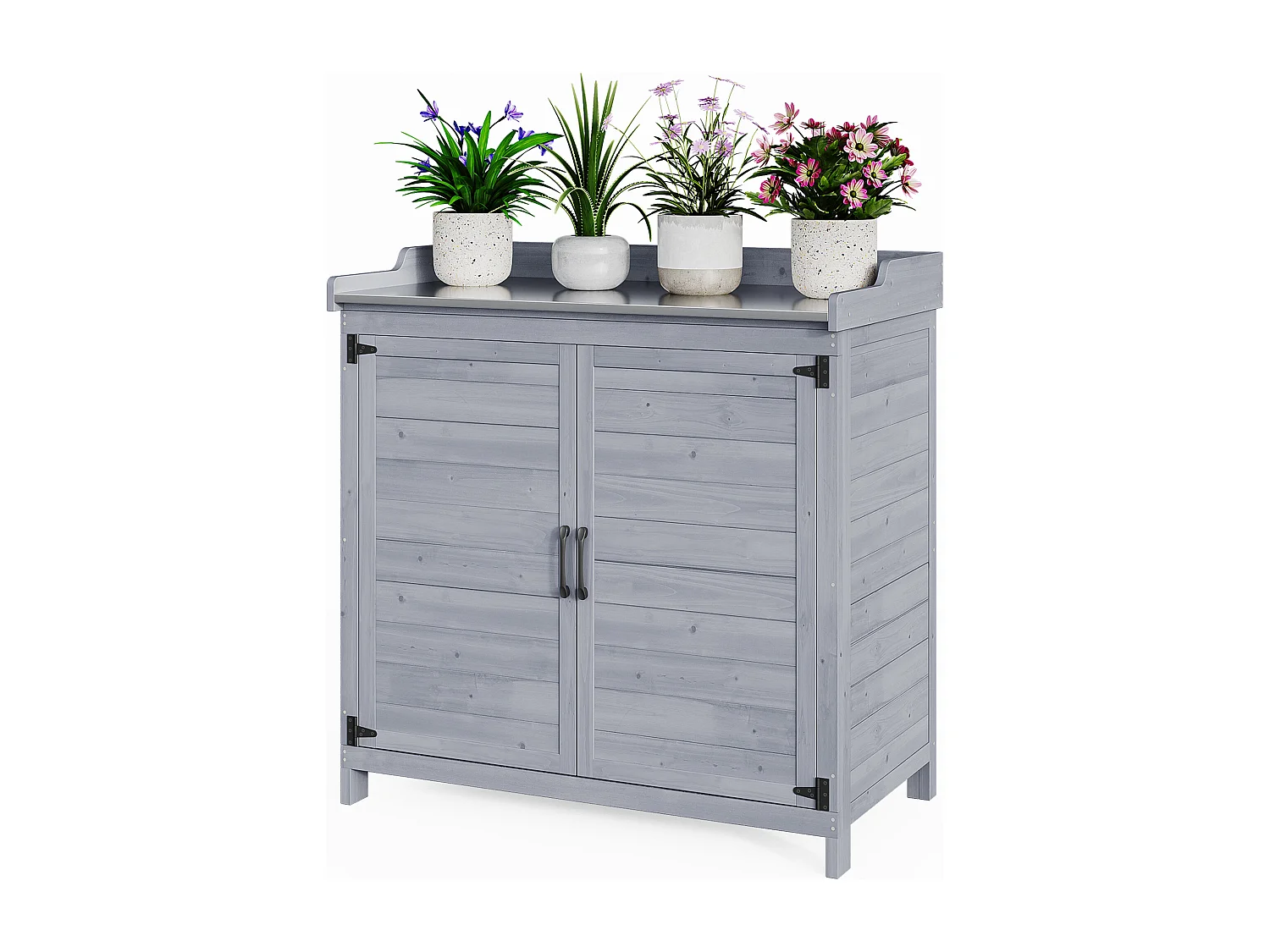 Bealife Armoire de Jardin et Table de Jardinage 98 x 48 x 95 cm – Couleur Gris