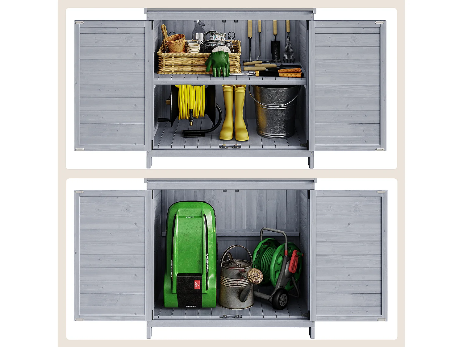 Bealife Armoire de Jardin et Table de Jardinage 98 x 48 x 95 cm – Couleur Gris