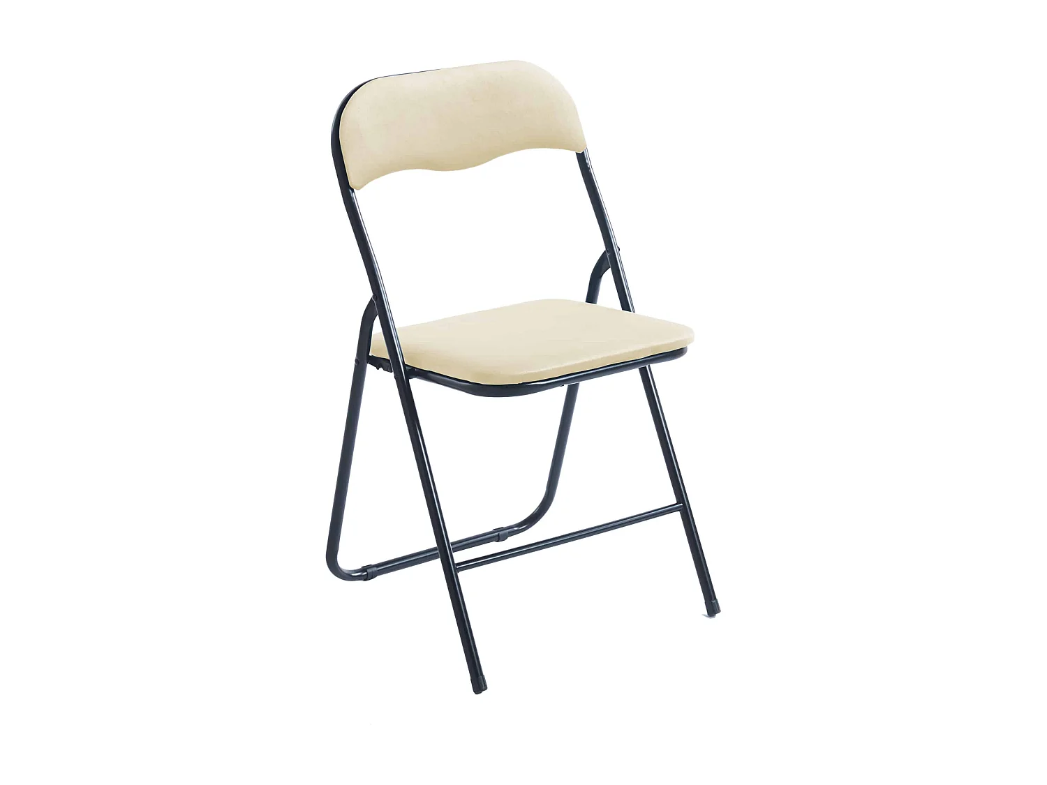 Lot de 6 chaises pliantes d'intérieur et confortables en velours et métal - Beige