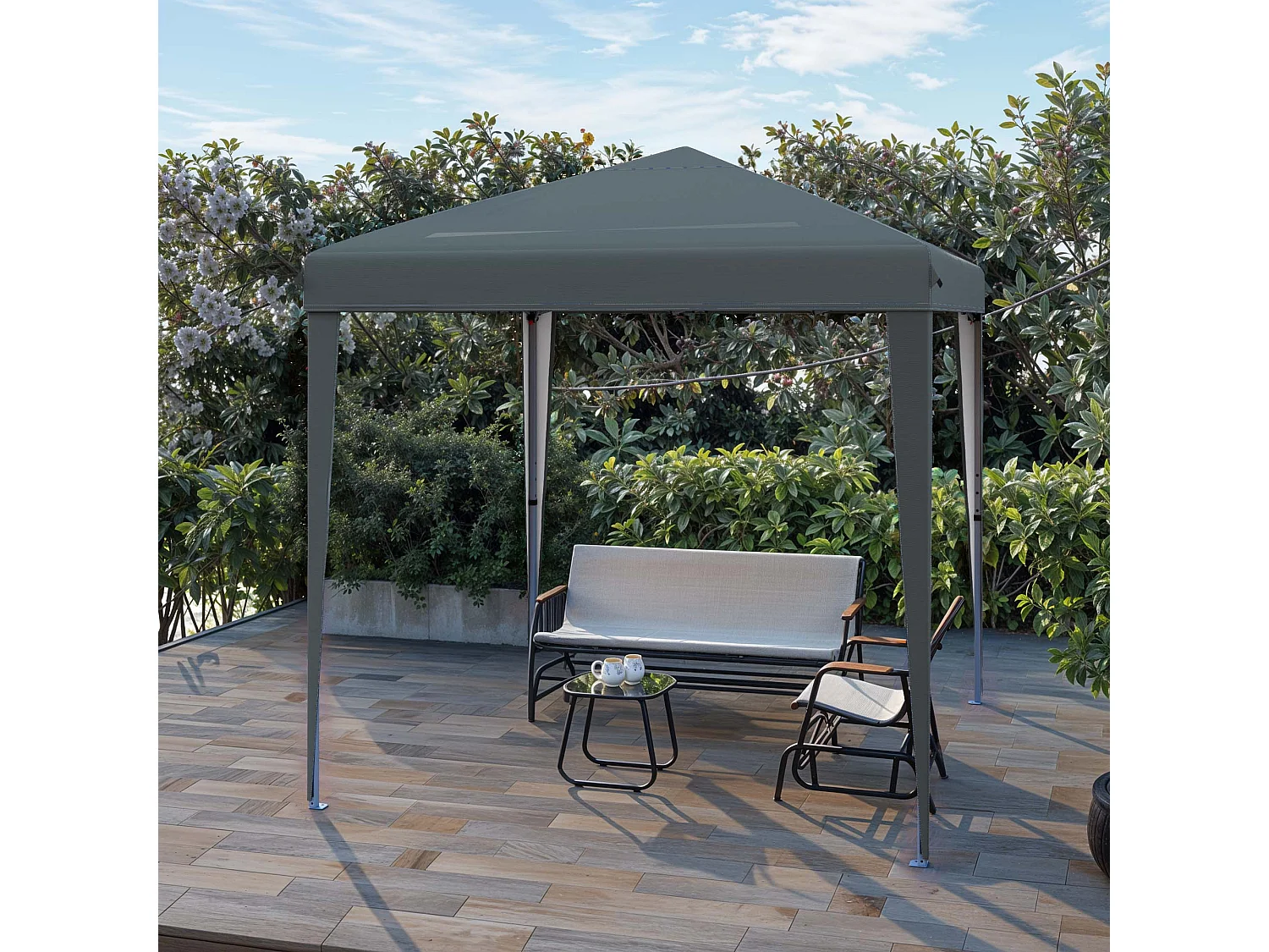 YITAHOME Tonnelle de Jardin - 3x3m - Pliable - Imperméable - Extérieur - Anti-UV - Gris Foncé - pour Camping/Fête/Plage/Terrasse/Marchés