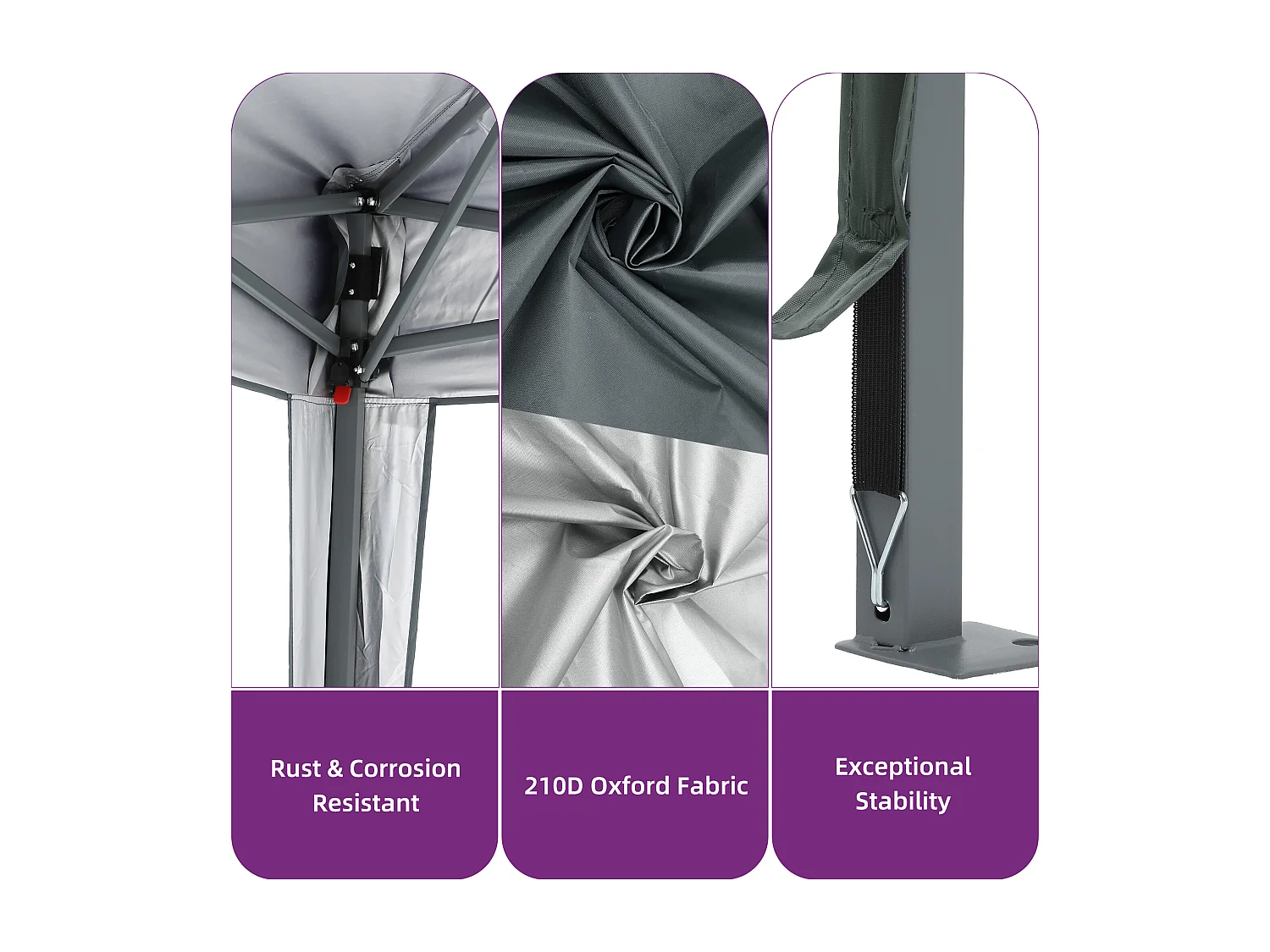 YITAHOME Tonnelle de Jardin - 3x3m - Pliable - Imperméable - Extérieur - Anti-UV - Gris Foncé - pour Camping/Fête/Plage/Terrasse/Marchés