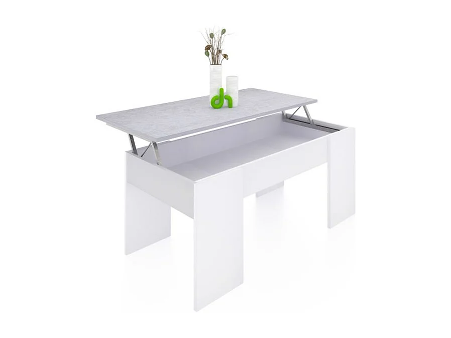 Mesa de centro elevable Vita Blanco Artik (Blanco Mate) - Gris Cemento