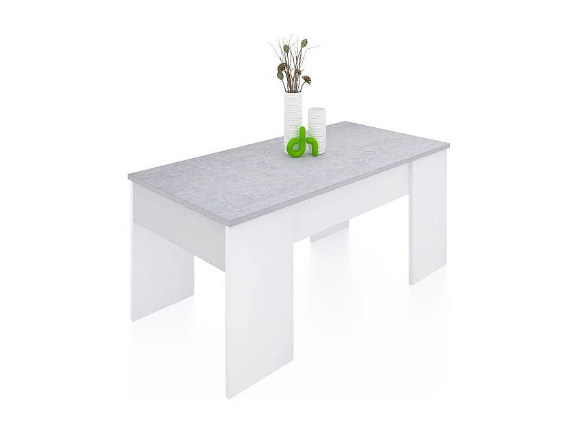 Mesa de centro elevable Vita Blanco Artik (Blanco Mate) - Gris Cemento