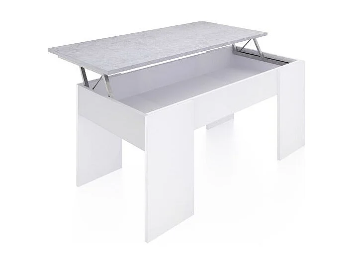 Mesa de centro elevable Vita Blanco Artik (Blanco Mate) - Gris Cemento