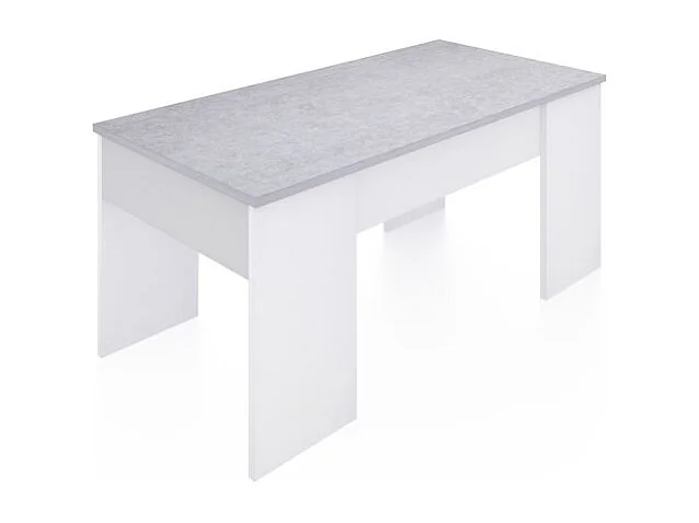 Mesa de centro elevable Vita Blanco Artik (Blanco Mate) - Gris Cemento