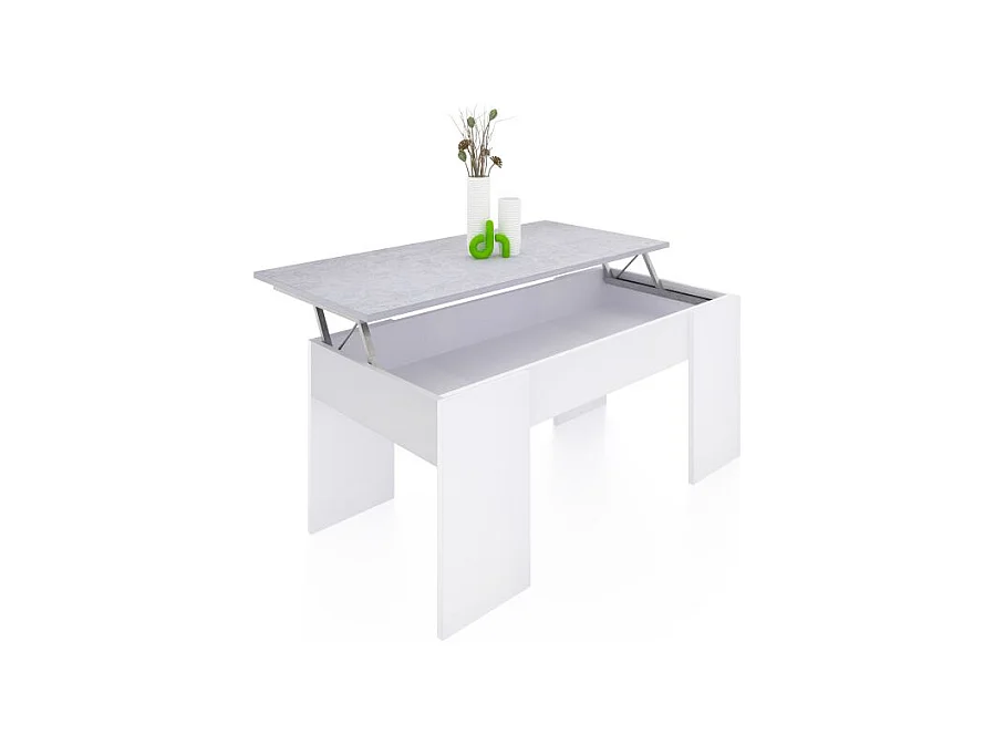 Mesa de centro elevable Vita Blanco Artik (Blanco Mate) - Gris Cemento
