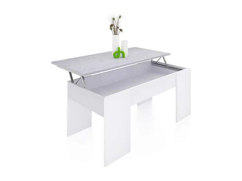 Mesa de centro elevable Vita Blanco Artik (Blanco Mate) - Gris Cemento