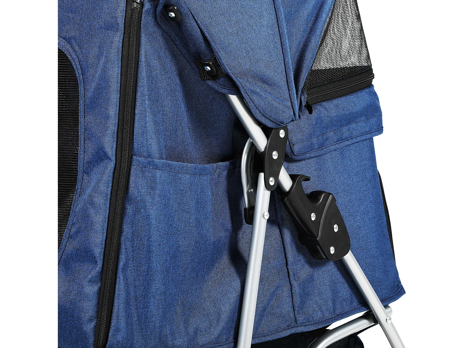 YITAHOME Poussette pour Chiens Petite et Moyenne Taille - 4 Roues avec Panier de Rangement - Pliable - avec Porte-Gobelet - Bleu Marine