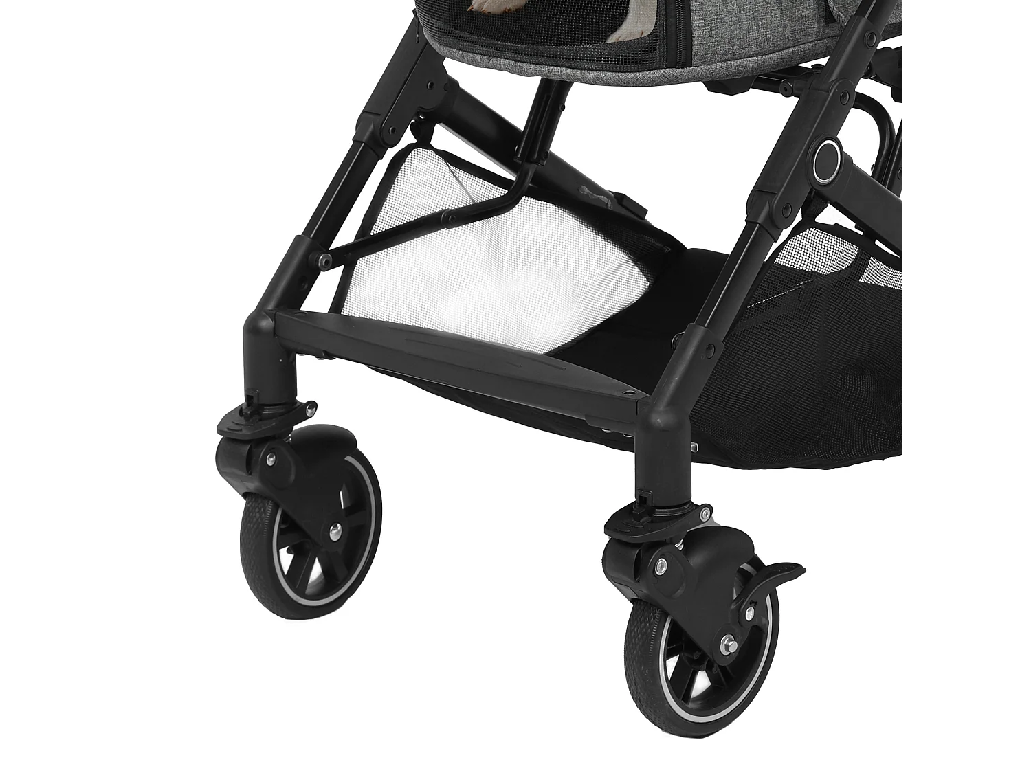 YITAHOME Poussette Chien pour Chien Chat - 15.9kg - avec Panier de Rangement - 4 Roues - Pliable Portable - Gris