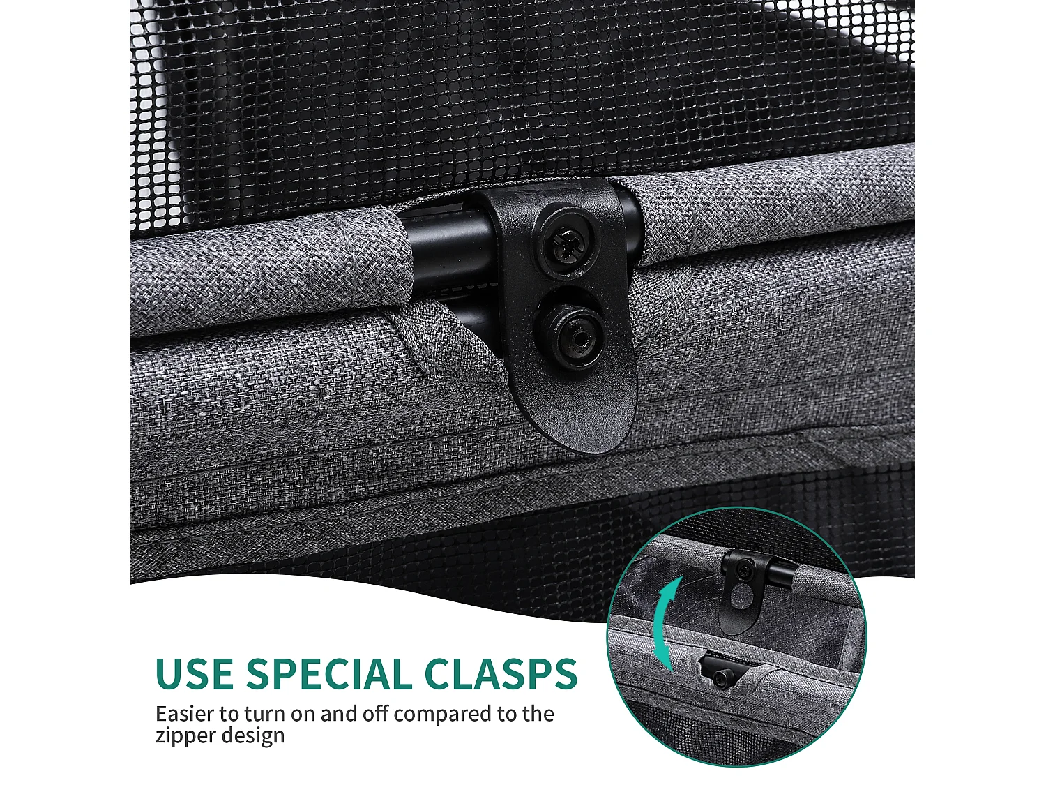 YITAHOME Poussette pour Chien Chat - avec Panier de Rangement - 4 Roulettes - Pliable - Gris