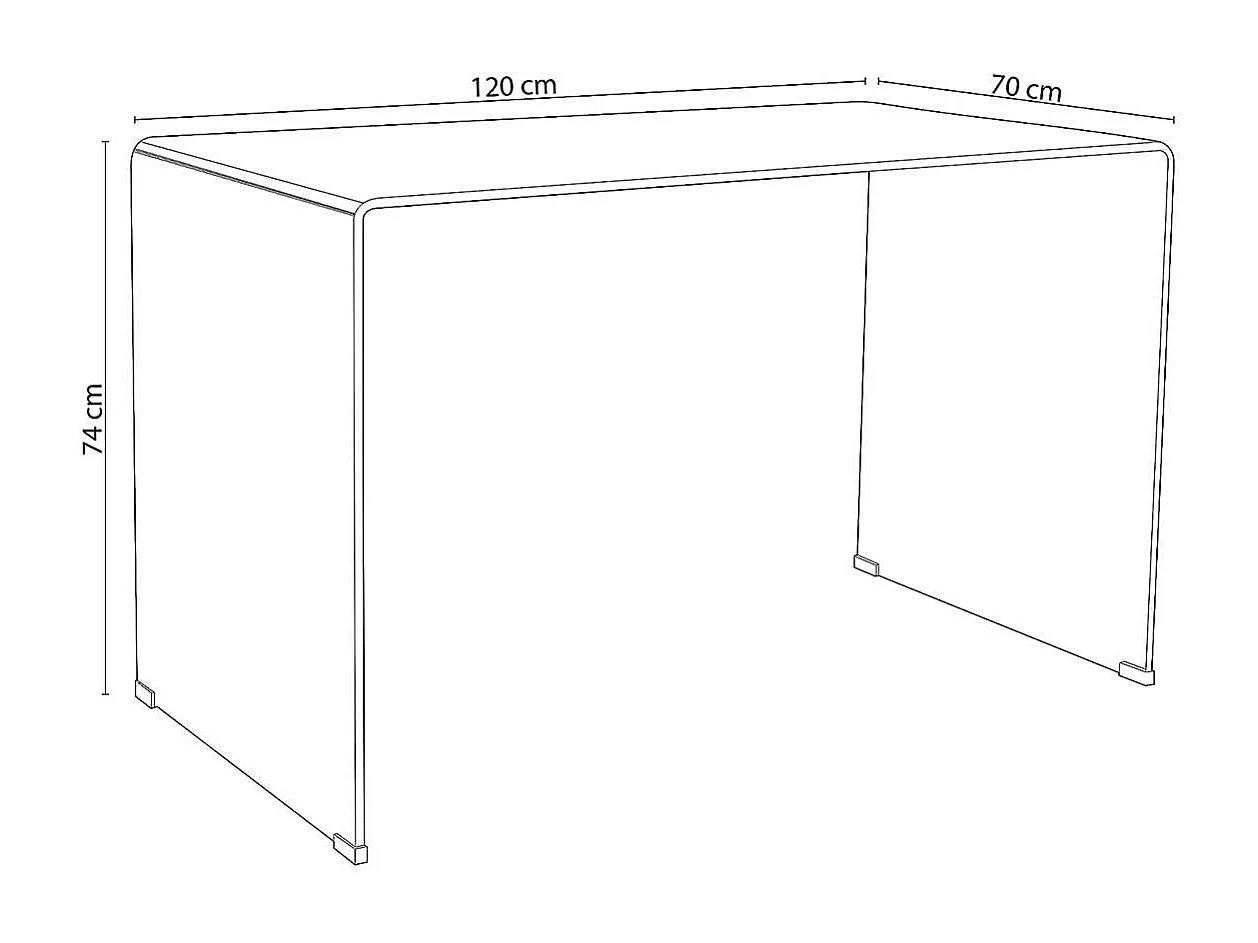 Escritorio Note cristal templado transparente 74x120x70 cm Adec