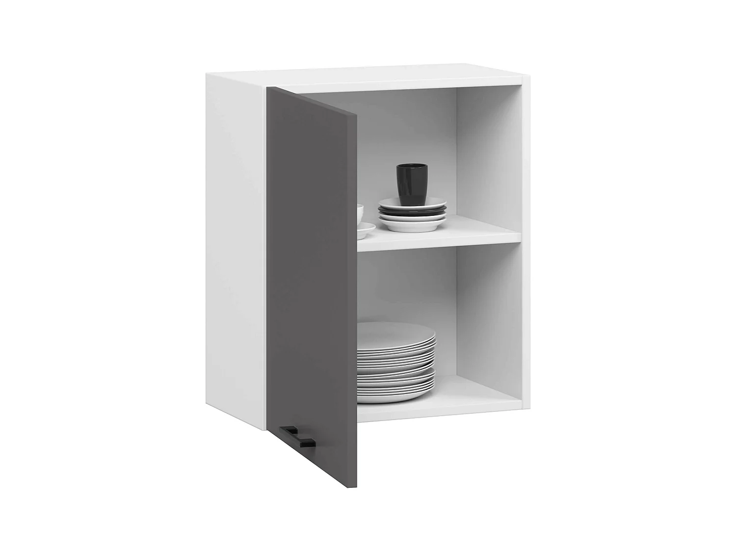 Armoires de cuisine haute AKORD W50 OLIWIA Blanc 50 cm 1 porte façade Gris Graphite 2 étagères 50x30x58 cm