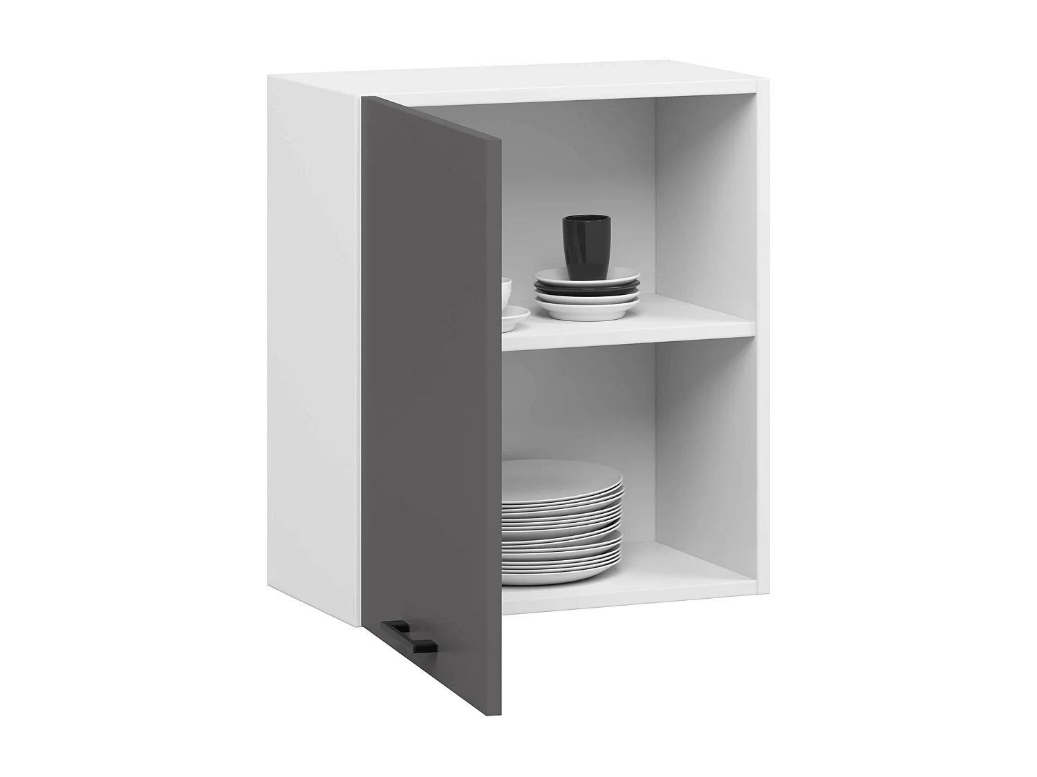 Keukenkast modulaire OLIWIA W50 H580 met 1 Deur / Hangkast / Bovenkast / AKORD Furniture Factory / Wit - Grafietgrijs / 50 x 58 x 30 cm