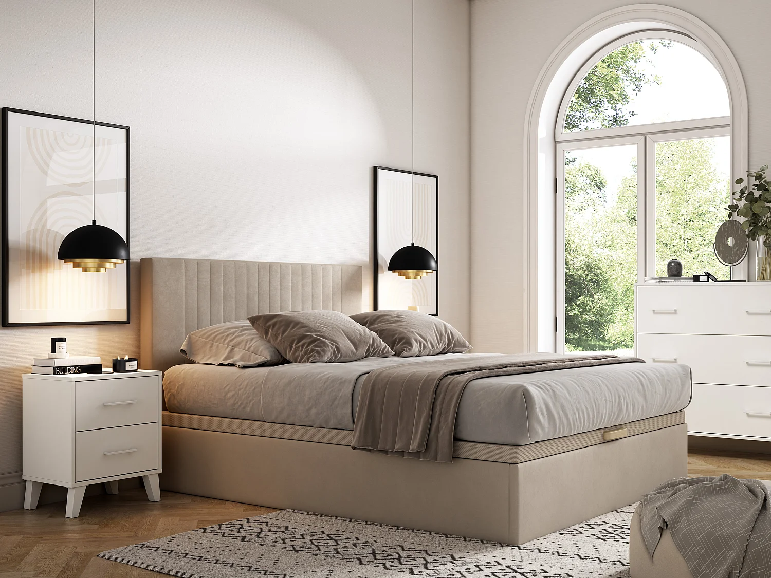 Boksseng 160 x 200 cm - Beige stof - CENOVAS af YSMÉE