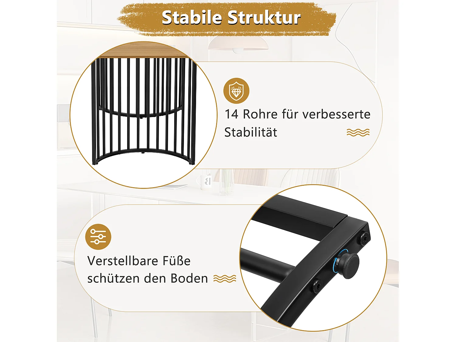 Ensemble table à manger avec 4 chaises en cuir PU - 140 x 80 x 75 cm - MDF et pièds en métal - Naturel + gris