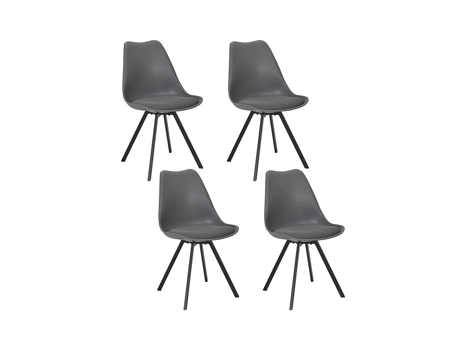 Chaise Avec Coussin Atome Gris - Lot De 4 Gris