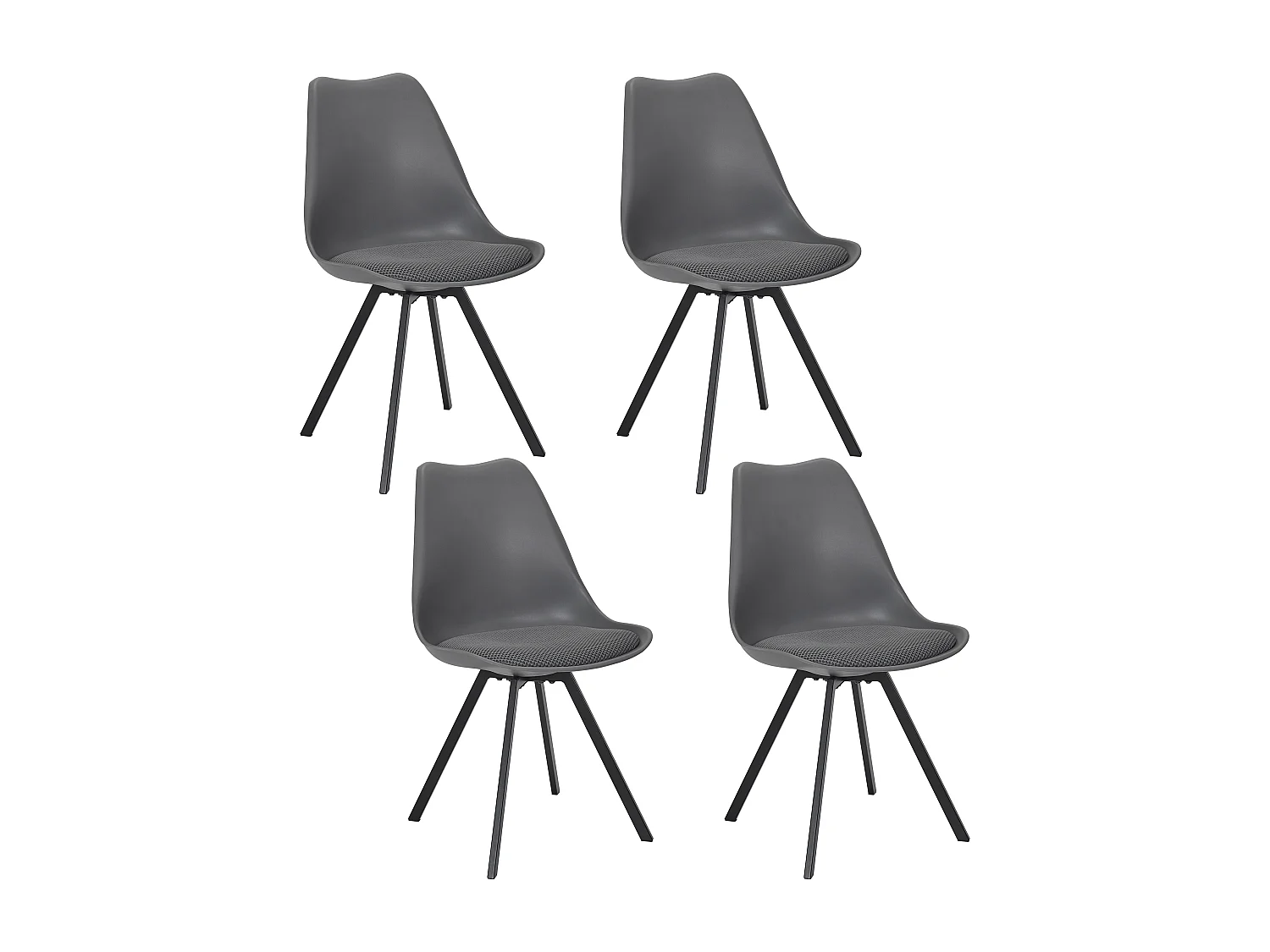 Chaise Avec Coussin Atome Gris - Lot De 4 Gris