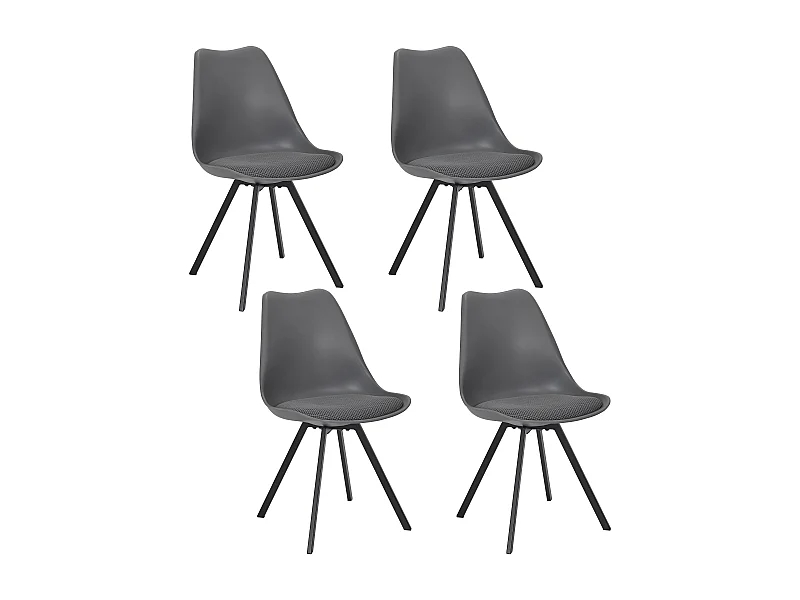 Chaise Avec Coussin Atome Gris - Lot De 4 Gris