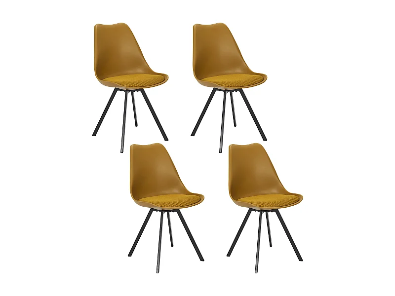 Chaise Avec Coussin Atome Jaune - Lot De 4 Jaune